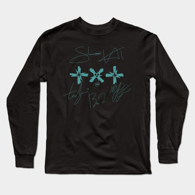 Design with the signatures of the txt group Long Sleeve T-Shirt by MBSdesing 